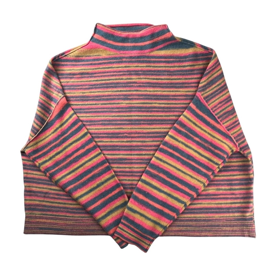 Anthropology Pilcro Cashmire Striped Neck Sweater in Pink and Multi